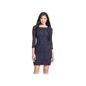 Adrianna Papell Navy Lace Sheath evening Dress 16 XL